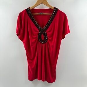 Designers Originals Beaded Embroidered Top – Size Medium, Short Sleeve